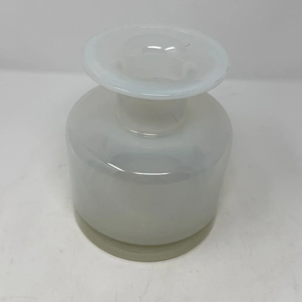 Frosted White Glass Apothecary Bud Vase Flared Rim 7in MCM Minimalist Decor